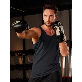 TACVASEN Men's Black Tank Top Sleeveless Cotton Quick-Dry Shirts Workout Gym Casual Summer Sleeveless Tank for Men XL