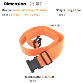 TRIWONDER Cargo Tightening Belt, Multi-Purpose, Fixed Belt, Seismic Prevention Goods, Suitcase Belt, One-Touch Adjustable, Cargo Strap, Luggage Strap, Set of 4, orange - 5mm