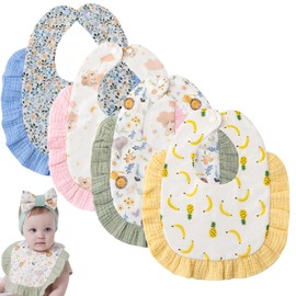 Muslin Baby Bibs for Girls Boys Baby Bibs for Drooling and Teething Bibs for Baby Girl Baby Boy Bibs Baby Bibs Soft and Absorbent Cotton Drool Bibs Set for Newborn Infant Bibs (4 Color)