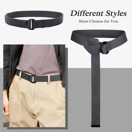 JASGOOD Men Gray Canvas Belt, Webbing Cloth D Ring Buckle Belt Extra Long with Metal Tip for Pants (One Pack Gray,Fit Waist Size 34-39 inch)
