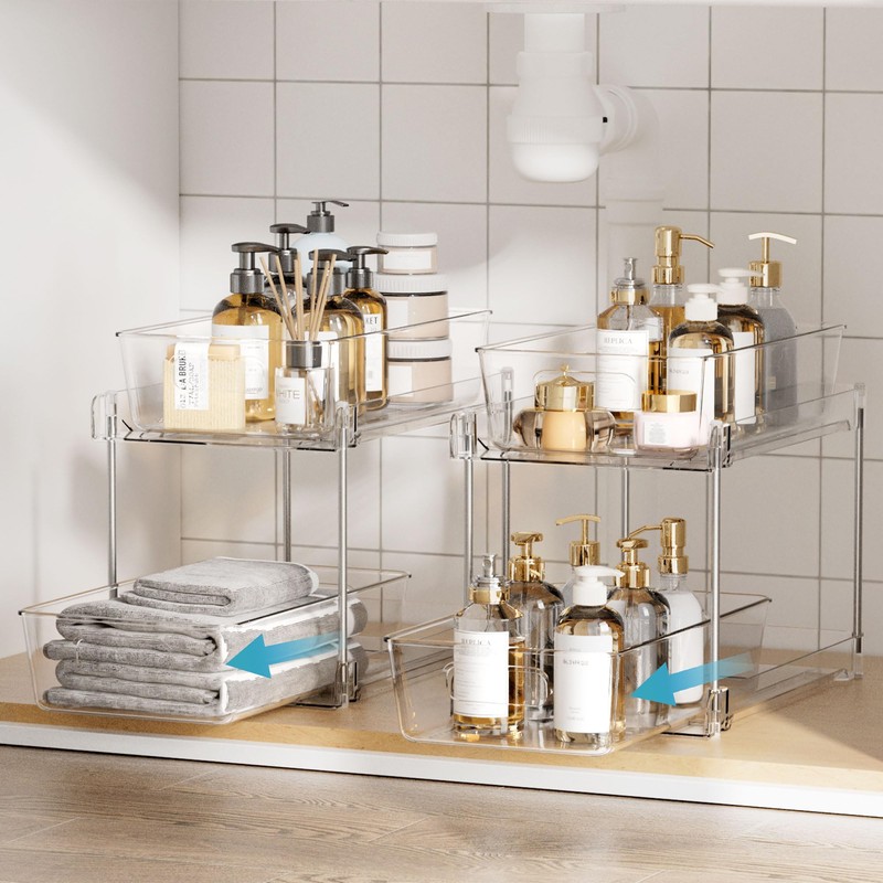 Vtopmart Vtopmart 2 Tier Bathroom Storage Organizer, 2 Pack Clear