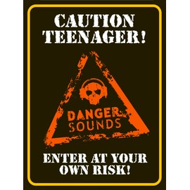 Caution Teenager RETRO METAL TIN WALL PLAQUE SIGN NOVELTY GIFT Home bar shed man cave (10" x 8")