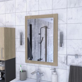 TREATLIFE HOME Enhance Your Space with Stylish Bathroom Mirror, Wood Frame, Sleek Light Pine Finish, Hanging Options
