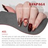 Hademade Press on Nails Almond,Vanpaga 10pcs Red French Tip Press