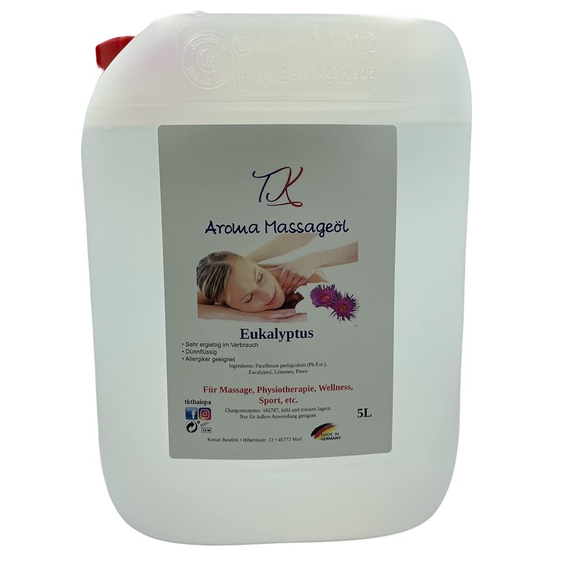1 Litre Aroma Massage Oil - Eucalyptus for Massage, Physiotherapy,