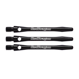 RED DRAGON Laser Etched Aluminium Medium Black Dart Shafts - 4 Sets Per Pack (12 Shafts in Total)