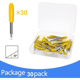 Gebildet 30° Replacement Blades for Cricut Explore Air, Cricut Explore Air 2, Cricut Explore Air 3, Cricut Maker, Cricut Maker 3, Cricut Expression for Vinyl Cutting Machines (Yellow Cap) 30 Pieces