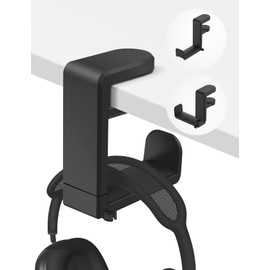 Celerion Headphone Hook - Under Desk Headphone Holder with 360-Degree Adjustable Rotation, Black