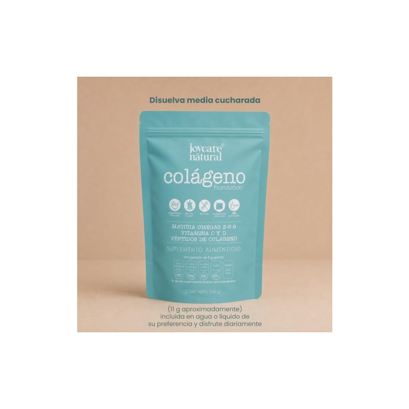 Joycare Natural Colageno Hidrolizado con Matcha (+ Omegas esenciales), Suplemento