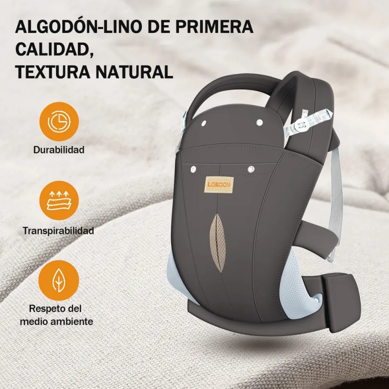 Cangurera Para Bebé Portabebé Ergonómica Multifuncional Nube Gris