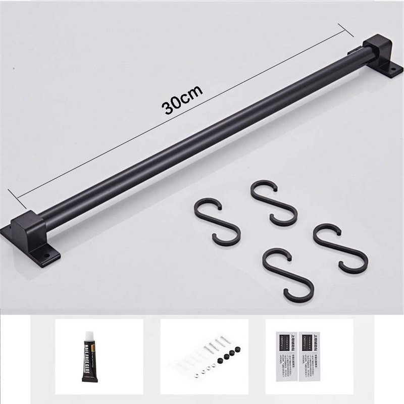 Smallboutique Black Aluminum Utensil Holder Rack, Wall Mounted Hanging Rack