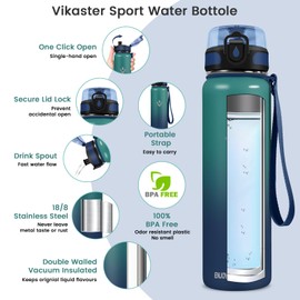 Vikaster Stainless Steel Water Bottle, 500 ml Stainless Steel Drinking Bottle, Leak-Proof Water Bottle for School,