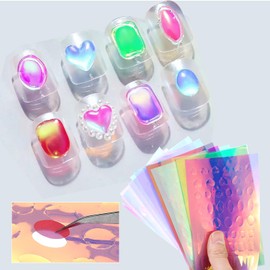 11 Sheets Aurora Nails Foils Nail Stickers Foil Laser Nail Art Stickers 3D Holographic Sticker Paper Iridescent Stickers Stained Glass Nail Stickers Nail Wraps for Women Girls Nail Art Decoration