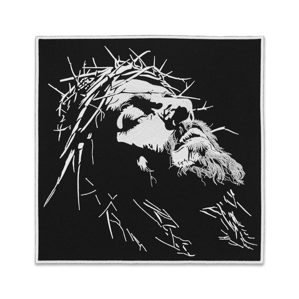 EMBROVERSE Black and White Jesus Embroidered Large Patch - Christian