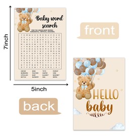 Baby Shower Games, Baby Word Search -Double Sided, Funny Baby Party Ideas and Supplies For Girl or Boy.Cute Kids Animals Paper Pattern