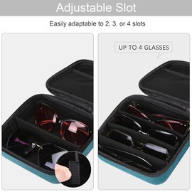 Bukere Travel Sunglasses Organizer Case Adjustable Slot For Multiple Eyeglasses Hard-shell Portable Storage Box for Men Women