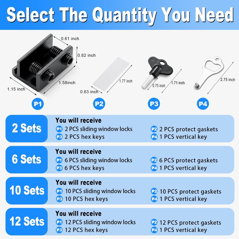 HYIEOU Sliding Window Locks (6 Sets), Secure Window Lock with