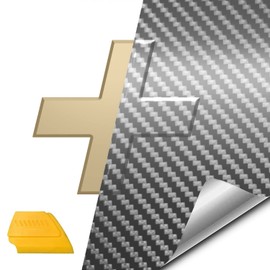 VViViD Auto Emblem Vinyl Wrap, Silver Carbon Fiber, Compatible with Chevy Bowtie Logo 11.8 Inches x 4 Inches Sheets (x6) + Squeegee