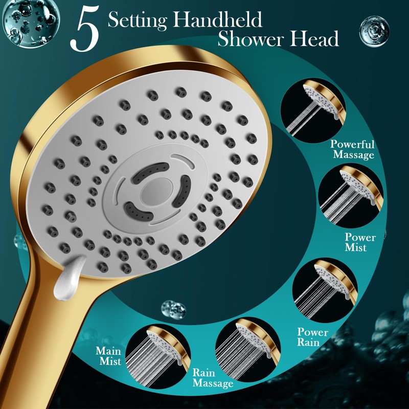 12'' Gold Rain Shower Head, High Pressure Rainfall Shower Head