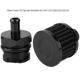 Valve Cover Oil , Yctze Valve Cover Oil with Breather Aluminum Alloy Replacement for LS1 LS6 LS2 LS3 LS7 Black for 5.3 valve cover breather ls valve covers oil chrome breather ls