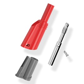 Cleqee 10PCS 4mm Stackable Banana Plugs 10A Insulated Safety Connector Shrouded Plug Screw Type Solderless for DIY Multimeter Test Leads Cables Red&Black