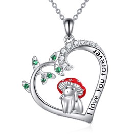 YAFEINI Rabbit Necklace Rabbit Pendant Necklace 925 Sterling Silver Rabbit Jewellery Gift for Women Girls, Sterling Silver