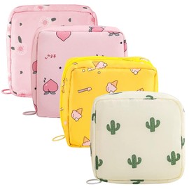 Sanitary Pad Storage Bag, 4 PCS Period Bag with Zipper, Sanitary Towel Holder, First Period Kit for Girls, Portable Sanitary Napkin Storage Bag for Teen Girls Women Ladies