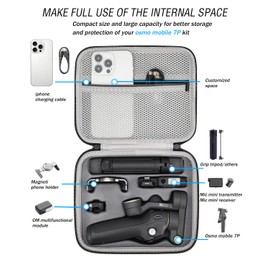 FRETHIND Case for DJI Osmo Mobile 7/7P Hard Case Protective Shoulder Bag for Osmo Mobile 7/7P Vlog Combo Accessories Carry Bag (Black)