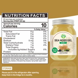 Sea Moss Gel 16 in 1 - Irish Sea MossGel 18.5OZ with Wildcrafted SeamossGel, Black Seed Oil, Burdock Root, Ashwagandha, Bladderwrack - Rich in Vitamins & Minerals - Non-GMO & Natural