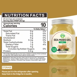 Sea Moss Gel 16 in 1 - Irish Sea MossGel 18.5OZ with Wildcrafted SeamossGel, Black Seed Oil, Burdock Root, Ashwagandha, Bladderwrack - Rich in Vitamins & Minerals - Non-GMO & Natural
