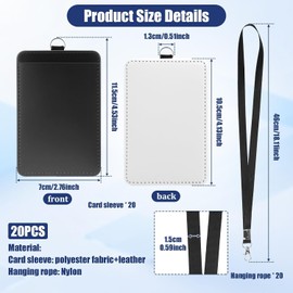 20Pcs Sublimation ID Badge Holder with Lanyards Leather Lanyard Card Holder