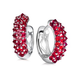 Red Ruby Small Hoop Earrings for Women Sterling Silver Hypoallergenic Birthstone Gemstone Huggie Earrings