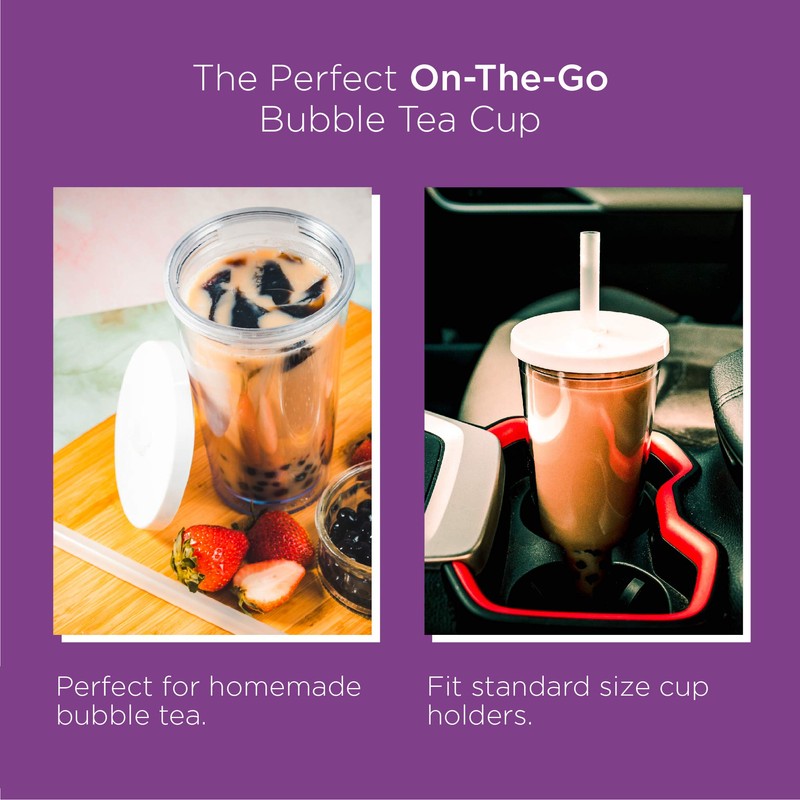 Reusable Boba Cup for Large Size Bubble Tea (24 Oz),