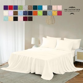 Emperor Size 4-Piece Sheet Set 600 Thread Count Premium Soft Combed Cotton Bed Sheets fits up to 18-21 inch Deep Pocket (Solid, Ivory)