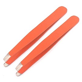 AAProTools Slant Tweezers, Stainless Steel Precision Tweezers for Ingrown Hair, Eyebrow and Hair Remover 2 Pieces (Orange)