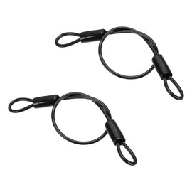 PATIKIL 3/16" Dia Vinyl Coated Stainless Steel Cable with Loops, 2 Pcs 2 ft (20") Flexible Wire Rope Security Chain Lanyard Lock for Outdoor Stage Lighting Luggage Lock, Black