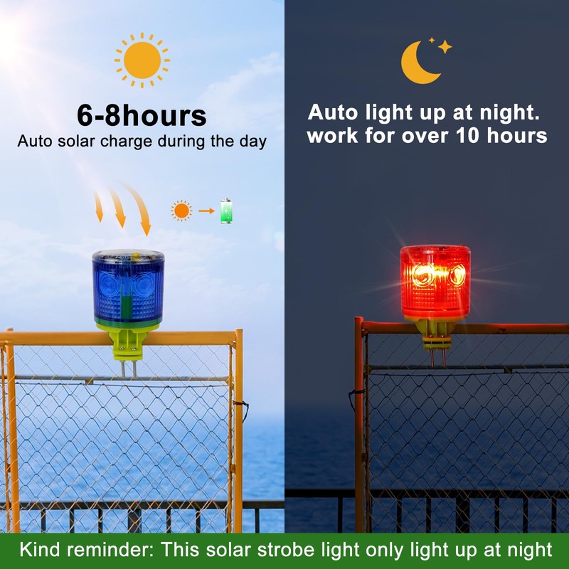 Aolyty Solar Strobe Warning Light IP54 Waterproof LED Flashing Safety