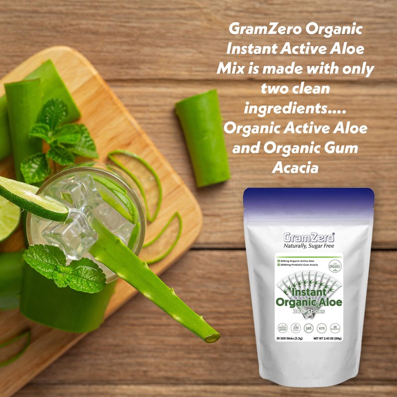 GramZero 2GO Sticks - Organic Aloe: Unflavored, Great for Nutrition