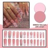 SEMATA Pink French Tip Press on Nails Square Acrylic Fake