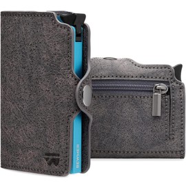BEWMER 1 Protected Card Case | Slim Wallet for Men and Women | Card Holder with RFID Protection and Carbon Fibre Money Clips | Grey