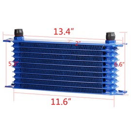 G-PLUS 10 Row 10AN Universal Aluminum Engine Transmition Oil Cooler Kit + Oil Filter Relocation Kit