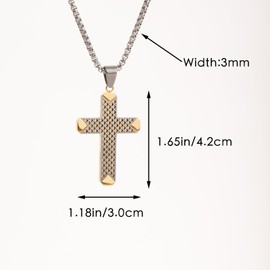 Scddboy Cross Necklace for Men,Stainless Steel Gold Silver Jesus Christ Pendant Necklaces with 23.6+1.96" Adjustable Rolo Chain