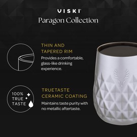 Viski Paragon Stainless Steel Wine Tumbler Cup with Lid, Insulated Wine Glass with Ceramic Coating for Pinot Noir, Chardonnay, Rosé, Wedding Gifts, Outdoor Party, 12 oz, Set of 1, Vintage Rose