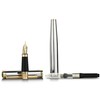 BEILUNER Silver Chrome Fountain Pen,Stunning Luxury Pen,24K Gilded Nib(Medium)