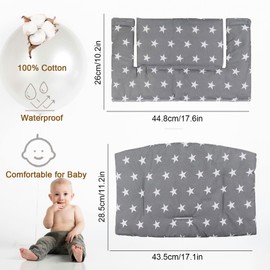 High Chair Cushion for Stokke Tripp Trapp, Non-Slip High Chair Seat Cushion Set, Organic Cotton Baby Seat Cushion, Thickening Soft Seat Cushion for Baby & Kids with Velcro Fastening, High Chair