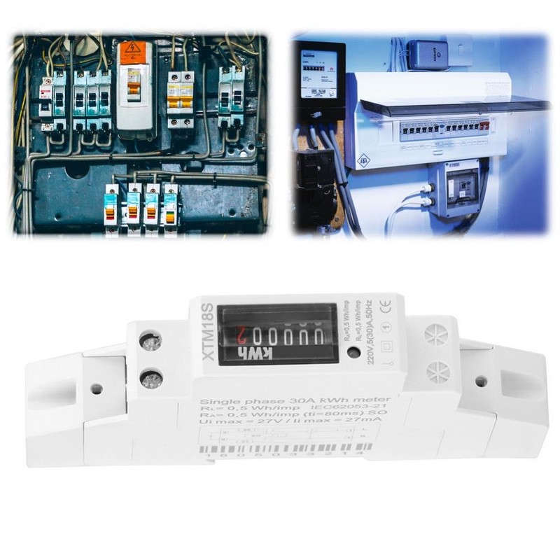 KWh Meter, XTM18S Digital LCD Single-Phase Electric Meter, 1P DIN-Rail