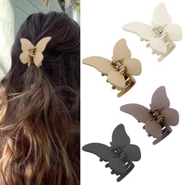 Yovell Butterfly Hair Clips, 4 Pieces Matte Hair Clips for Thick Thin Hair, Non-Slip Medium Clips for Women and Girls, Hair Accessories