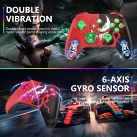 Lapezei Wireless Controller for PC Compatible with PC Windows 7/8/10/11/Android/iOS with Flash Lighting Bars/Individual Programming/Vibration/3.5 mm Audio/Turbo/6-Axis Gyroscope