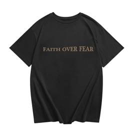 KEEVICI Boys Faith Over Fear Shirt Christian Jesus T Shirts for Kids Bible Verse Religious Graphic Tees Inspirational Tshirt(Black,150)