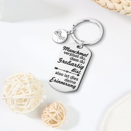 ORUZA Keyring with Engraving Somemal Vergisst Du Dass Du Großartig Bist Keyring Lucky Charm Metal Courage Keyring for Women Men Friends Colleagues Children Parents, silver